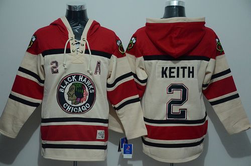 Blackhawks #2 Duncan Keith Cream Sawyer Hooded Sweatshirt Stitched NHL Jersey - Click Image to Close